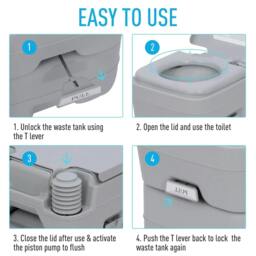 Rackhams Portable Camping Toilet, 20L Flushable Porta Potty with 2 Detachable Tanks and Double Seal Valve for Travel Fishing Festival Campsite - thumbnail 5