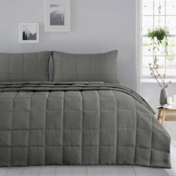 Rackhams Waffle Weave Luxury Bedspread Set - Sage - One Size - thumbnail 3