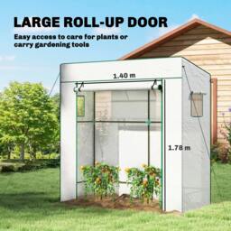 Rackhams PE Cover Walk-in Outdoor Greenhouse, White - thumbnail 5
