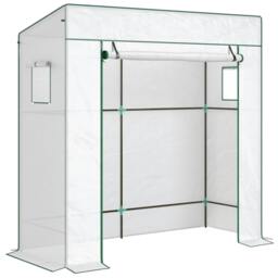 Rackhams PE Cover Walk-in Outdoor Greenhouse, White - thumbnail 1
