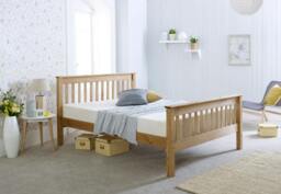 Rackhams Somerset Waxed Pine Bed Frame with Slatted Headboard Single to King - 5FT - Waxed - thumbnail 1