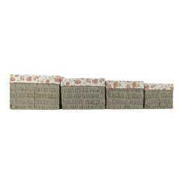 Rackhams Garden Rose Paper Rope Storage Basket with Garden Rose Cotton Lining - Small - thumbnail 4