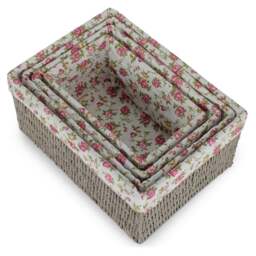 Rackhams Garden Rose Paper Rope Storage Basket with Garden Rose Cotton Lining - Small - thumbnail 5
