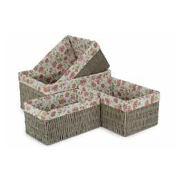 Rackhams Garden Rose Paper Rope Storage Basket with Garden Rose Cotton Lining - Small - thumbnail 2