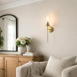 Rackhams Stella Polished Bronze & Glass Wall Light - thumbnail 2