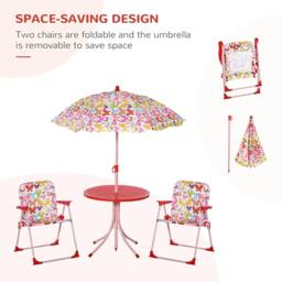 Rackhams Kids Outdoor Bistro Table and Chair Set Butterfly Pattern Garden Patio Backyard with Removable & Height Adjustable Parasol - thumbnail 5