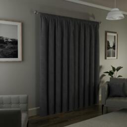 "Rackhams Grey Textured Basketweave 100% Blackout Pencil Pleat Thermal Energy Saving Curtains - Ideal for Living Rooms & Bedrooms - 66"" (168cm) Width x 54"" (137cm) Drop" - thumbnail 5