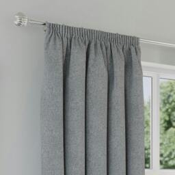 "Rackhams Grey Textured Basketweave 100% Blackout Pencil Pleat Thermal Energy Saving Curtains - Ideal for Living Rooms & Bedrooms - 66"" (168cm) Width x 54"" (137cm) Drop" - thumbnail 2