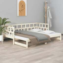 Rackhams Pull-out Day Bed Solid Wood Pine 2x(80x200) cm - Brown - Solid pinewood (untreated)