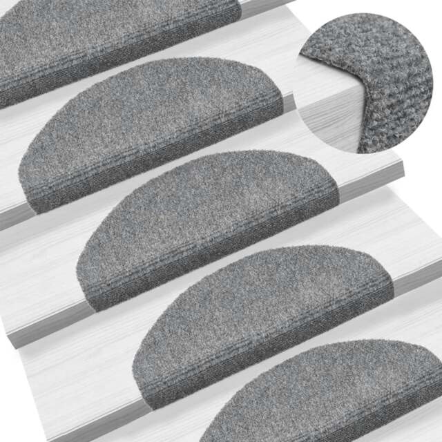 Rackhams Self-adhesive Stair Mats 5 pcs Light Grey 65x21x4 cm Needle Punch