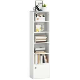 Rackhams Tall Bookcase, 6-Tier Bookshelf with 3 Adjustable Shelves, White - thumbnail 2