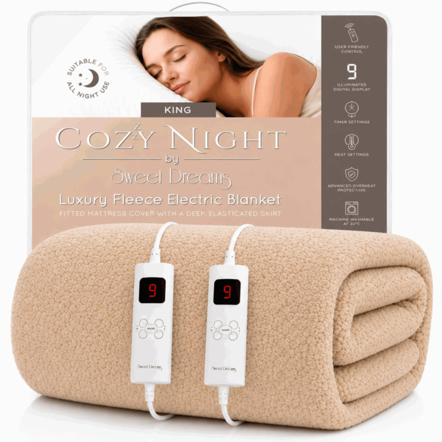 Rackhams King Size Electric Heated Blanket Mattress Soft Fleece Throw 9 Heat And 9 Timer Settings Dual Controller Washable - image 1