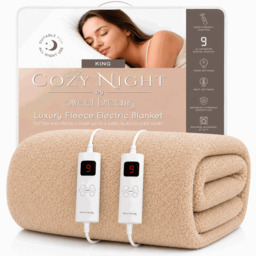Rackhams King Size Electric Heated Blanket Mattress Soft Fleece Throw 9 Heat And 9 Timer Settings Dual Controller Washable