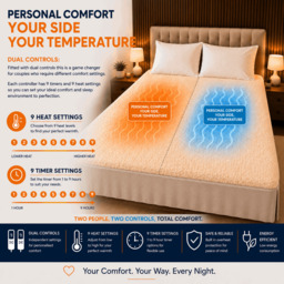 Rackhams King Size Electric Heated Blanket Mattress Soft Fleece Throw 9 Heat And 9 Timer Settings Dual Controller Washable - thumbnail 5