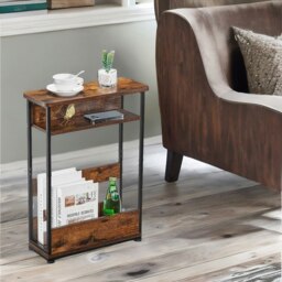Rackhams Industrial Rustic 3 Tier Side Table With Magazine Rack - thumbnail 2