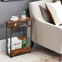 Rackhams Industrial Rustic 3 Tier Side Table With Magazine Rack - thumbnail 3