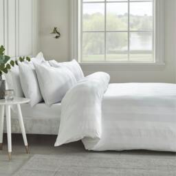 Rackhams So Soft Satin Stripe Duvet Cover Set White - Double - White