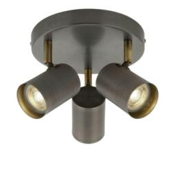 Rackhams Hereford 3 Light Pewter & Antique Brass Spotlight Flush Ceiling Light - thumbnail 2
