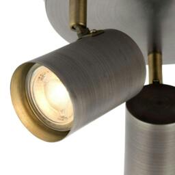 Rackhams Hereford 3 Light Pewter & Antique Brass Spotlight Flush Ceiling Light - thumbnail 4