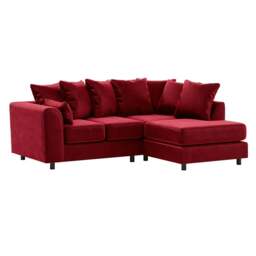 Rackhams Brooklyn Full Foam Plush Velvet Corner Sofa - Red - Right Hand Facing