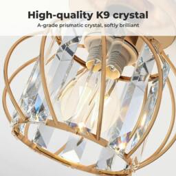 Rackhams Crystal Ceiling Light Semi Flush Mount Chandelier Modern Hallway Gold - thumbnail 4