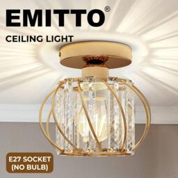 Rackhams Crystal Ceiling Light Semi Flush Mount Chandelier Modern Hallway Gold - thumbnail 2