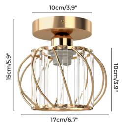 Rackhams Crystal Ceiling Light Semi Flush Mount Chandelier Modern Hallway Gold - thumbnail 3