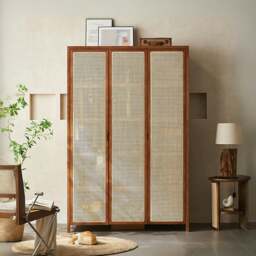 Rackhams Cameron Rattan Wardrobe, Solid Wood - Light Oak