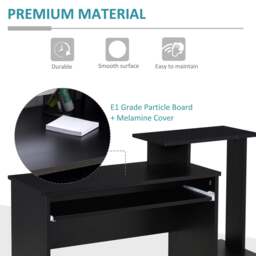 Rackhams Computer Desk with Sliding Keyboard Tray Storage Drawer Shelf - Black - thumbnail 6