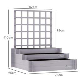Rackhams 3 Tier Wooden Garden Planters with Trellis for Vine Climbing Plants - thumbnail 3