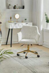 Rackhams Velvet Upholstered Home Office Swivel Chair Beige - Beige
