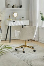 Rackhams Velvet Upholstered Home Office Swivel Chair Beige - Beige - thumbnail 2