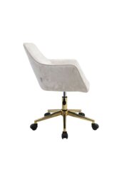 Rackhams Velvet Upholstered Home Office Swivel Chair Beige - Beige - thumbnail 4
