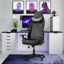 Rackhams Senna Office Chair with Wheels in Black / Grey - Black - thumbnail 5