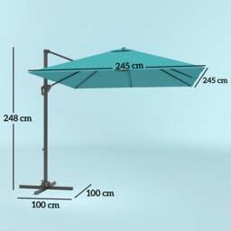 Rackhams Square Cantilever Roma Parasol 360° Rotation w/ Hand Crank - Blue - thumbnail 3