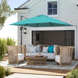 Rackhams Square Cantilever Roma Parasol 360° Rotation w/ Hand Crank - Blue