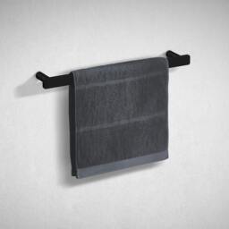 "Rackhams Matt Black Towel Rail 40cm/15.7"" Wall Mounted with Concealed Screws Bathroom Towel Holder" - thumbnail 2