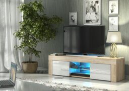 Rackhams Striking 130cm TV Unit Sideboard Cabinet with Black Matt Doors and Free LED Lights - 130 - 1 - MDF/Chipboard - thumbnail 5