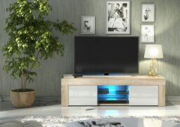Rackhams Striking 130cm TV Unit Sideboard Cabinet with Black Matt Doors and Free LED Lights - 130 - 1 - MDF/Chipboard - thumbnail 6