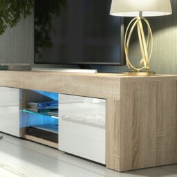 Rackhams Striking 130cm TV Unit Sideboard Cabinet with Black Matt Doors and Free LED Lights - 130 - 1 - MDF/Chipboard - thumbnail 4