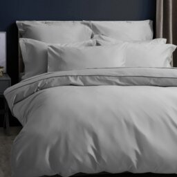 Rackhams Pima Cotton 450 Thread Count Duvet Cover - Platinum - Superking - Platinum - 100% Cotton - thumbnail 3