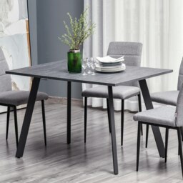 Rackhams Modern Rectangular Dining Table with Metal Legs Indoor, Dark Grey - thumbnail 1