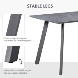 Rackhams Modern Rectangular Dining Table with Metal Legs Indoor, Dark Grey - thumbnail 4