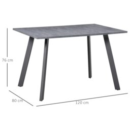 Rackhams Modern Rectangular Dining Table with Metal Legs Indoor, Dark Grey - thumbnail 3