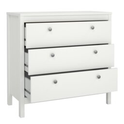 Rackhams Madrid Chest 3 drawers in White - White - Matt - Melamine - thumbnail 5