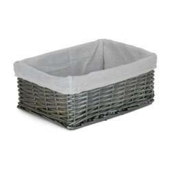 Rackhams Antique Wash Wicker Storage Basket with Lining - Medium - thumbnail 2