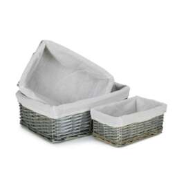 Rackhams Antique Wash Wicker Storage Basket with Lining - Medium - thumbnail 6
