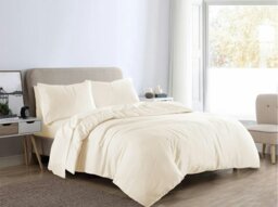 Rackhams 100% Brushed Cotton Flannellette Duvet Cover Set - Cream - Single - Duvet Cover Set - thumbnail 1