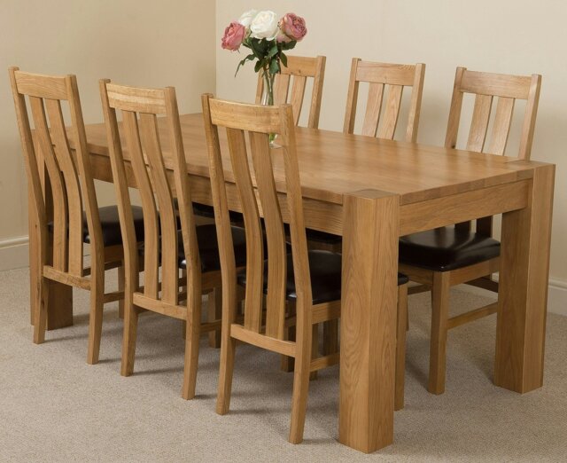 Rackhams Kuba Large Oak Dining Table with Princeton Oak Chairs - Natural Oak - 6 chairs - image 1