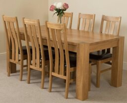 Rackhams Kuba Large Oak Dining Table with Princeton Oak Chairs - Natural Oak - 6 chairs